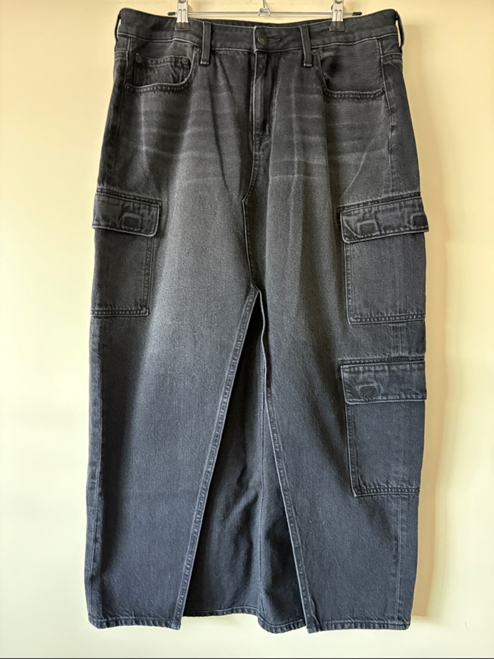 American Eagle Outfitters Black Cargo Skirt with Front Slit